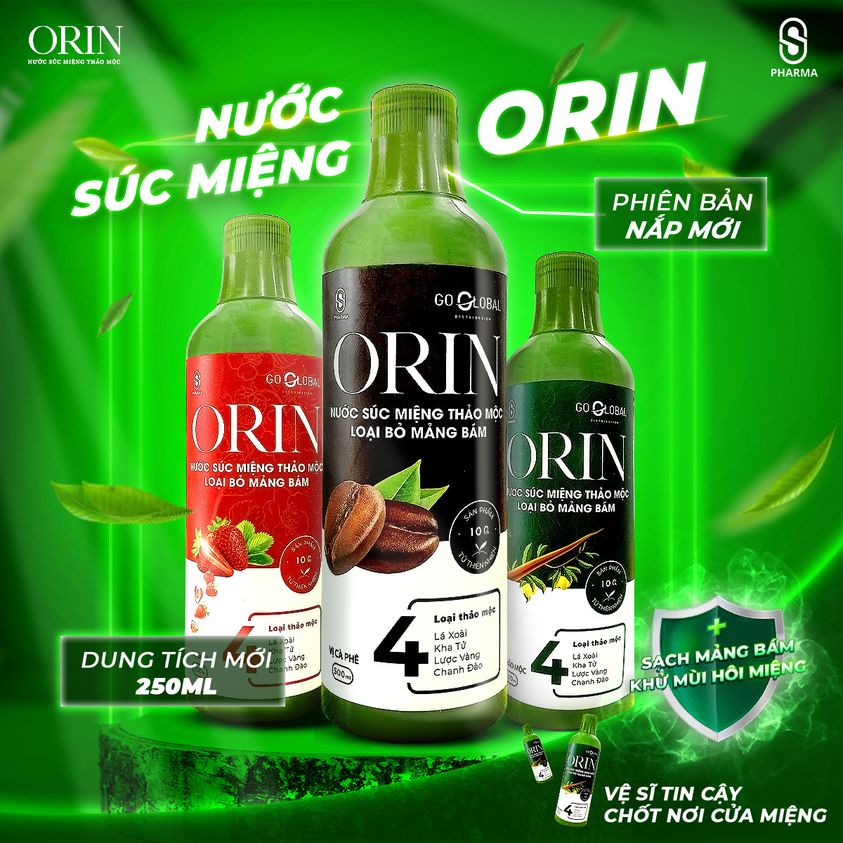 Nước Súc Miệng Thảo Mộc Orin ngừa sâu răng, kháng khuẩn, tan mảng