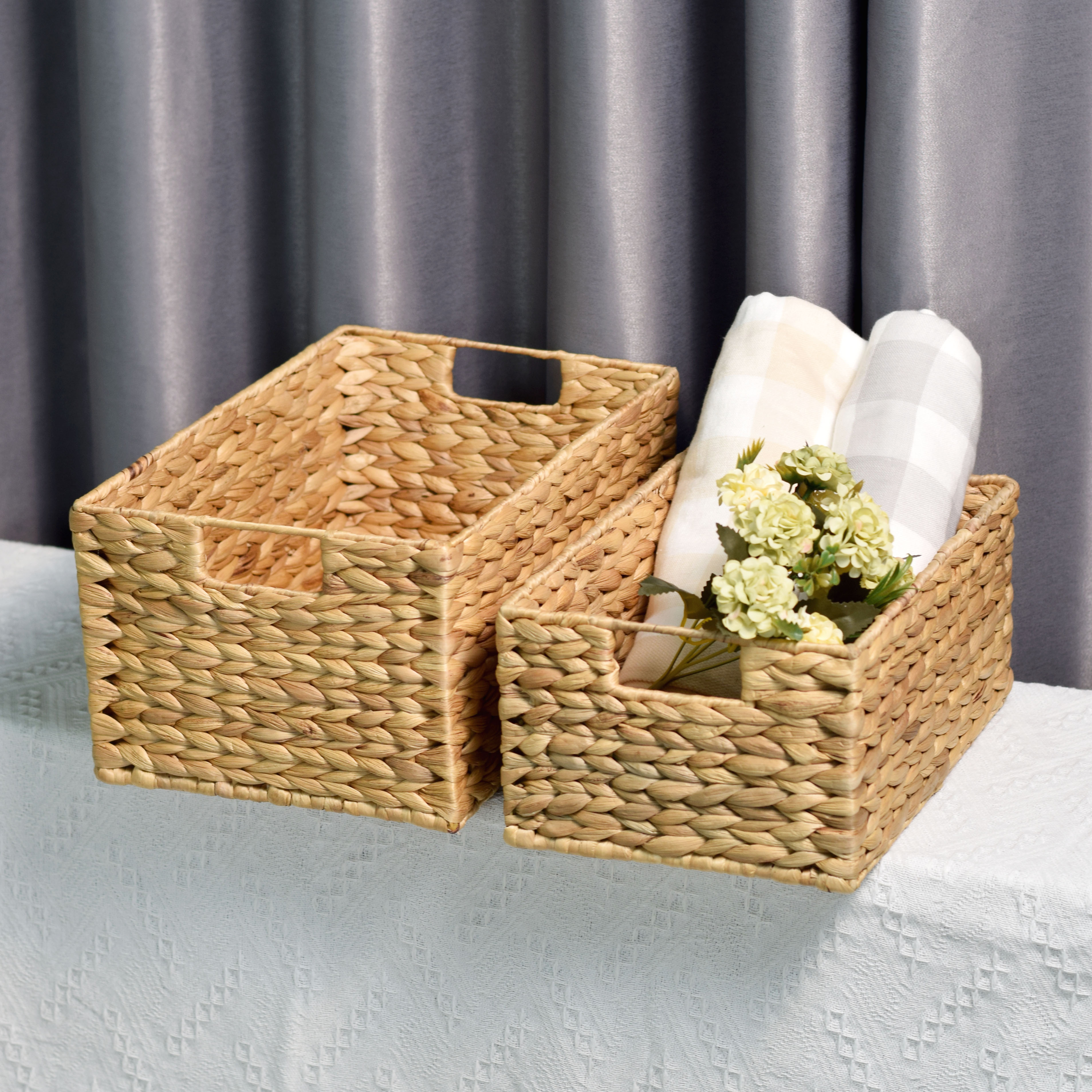 Lubihandicraft - Sọt đựng đồ lục bình hình chữ nhật bộ 3 - set basic