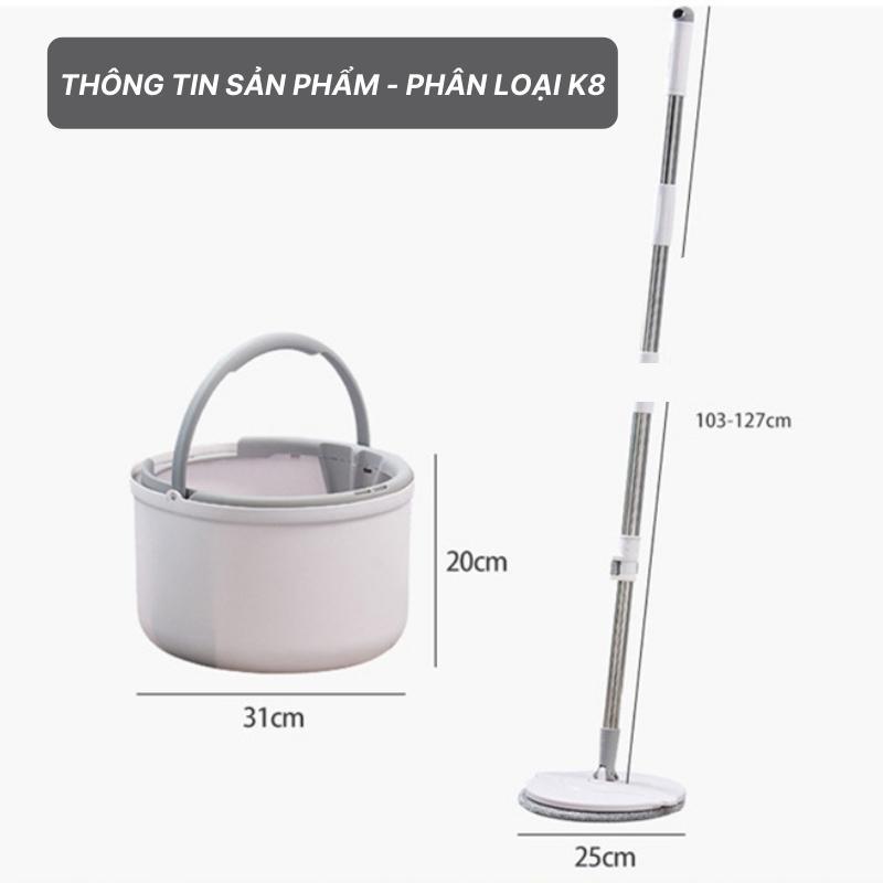 Bộ Cây Lau Nhà Thông Minh K9 Tự Vắt Xoay 360 Độ Kèm Thùng Tự Vắt Cao Cấp