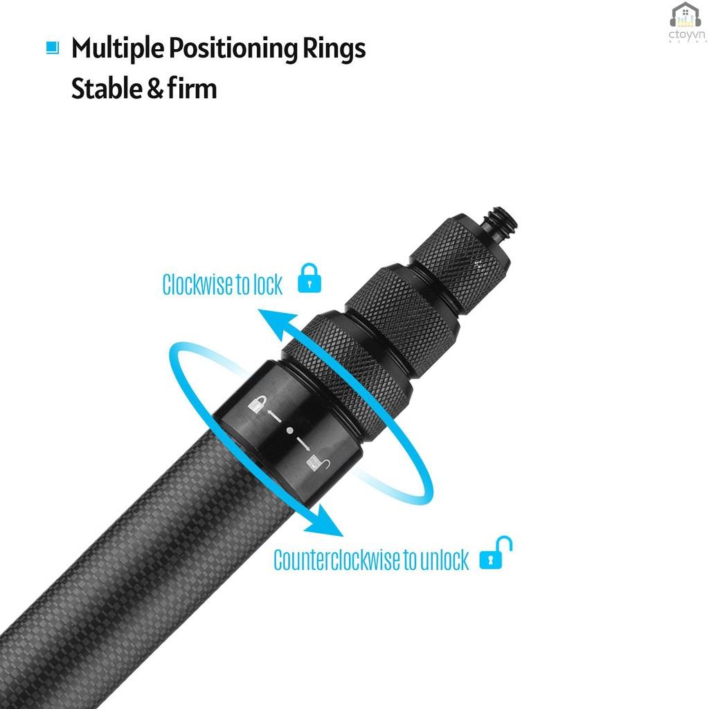 Gậy tự sướng mở rộng 3m/ 9.8ft bằng sợi carbon với ốc vít 1/4 inch thay thế cho Insta 360 One X/ One X2/ One R Panoramic