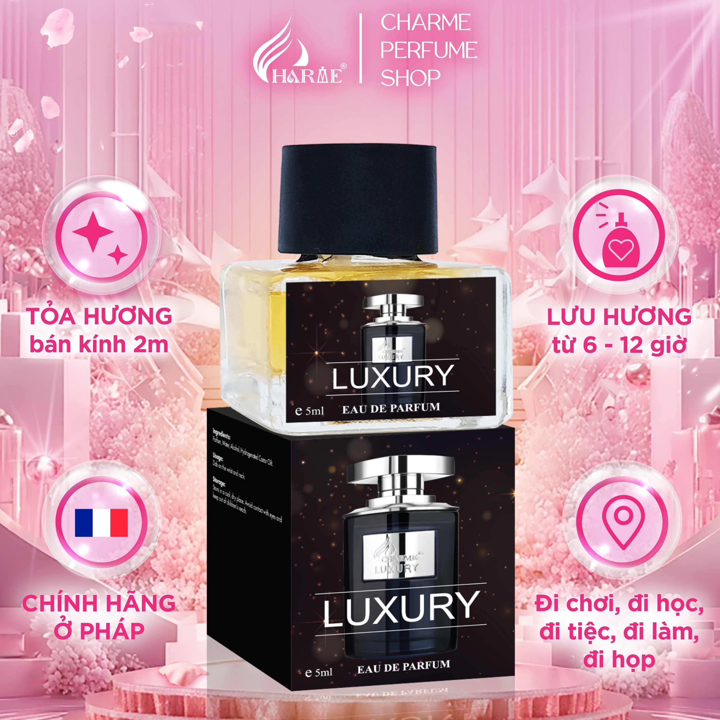 [LIMITED DATE 11/2025] Nước Hoa Nam Charme Luxury 5ml Dạng Chấm Sang Trọng, Nam Tính_Nước Hoa Chính Hãng
