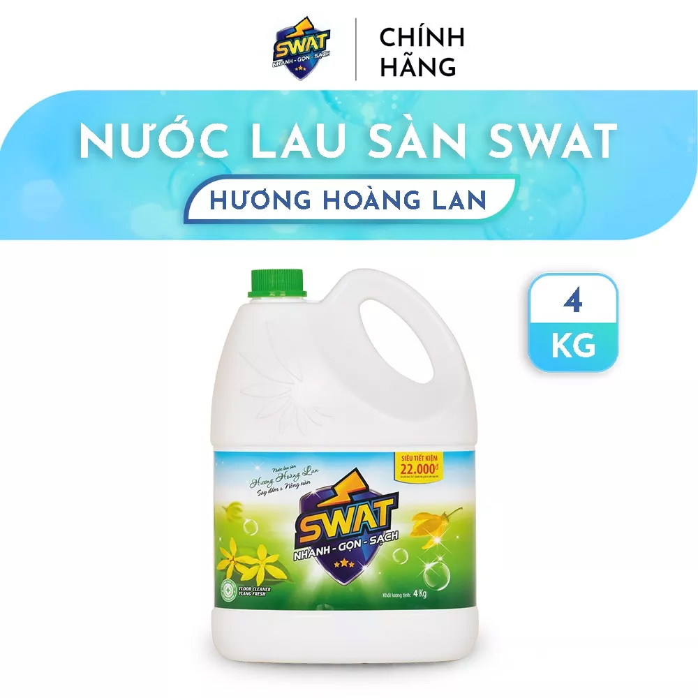 Nước Lau Sàn SWAT Hương Hoàng Lan Can 4Kg - Công Thức 3X Tiên Tiến