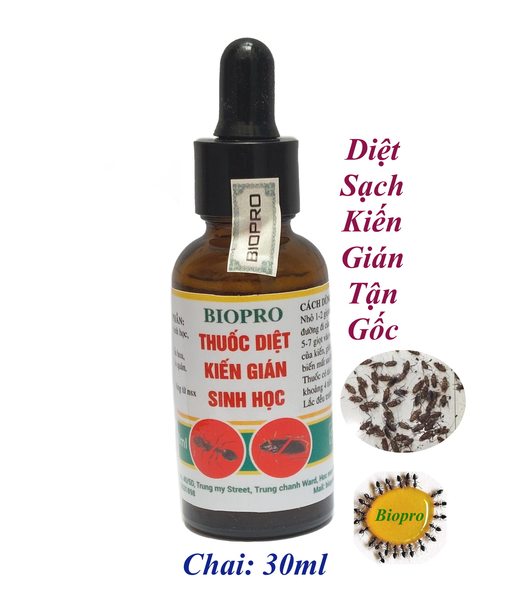 &lt;Chai 30ml tiết kiệm&gt; Chai diệt kiến dán sinh học Biopro Dạng bóp nhỏ giọt tiện lợi Diệt sạch kiến gián tận gốc, An toàn