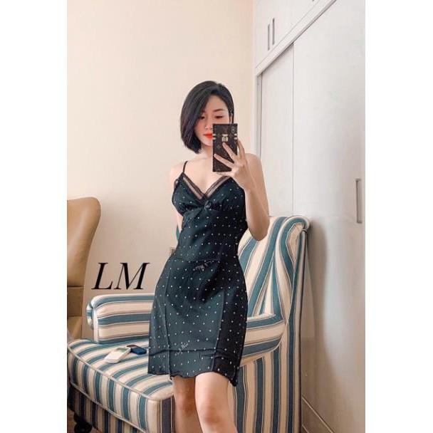 Váy ngủ lụa MIEMMOC Chấm Bi QCCC có sẵn *