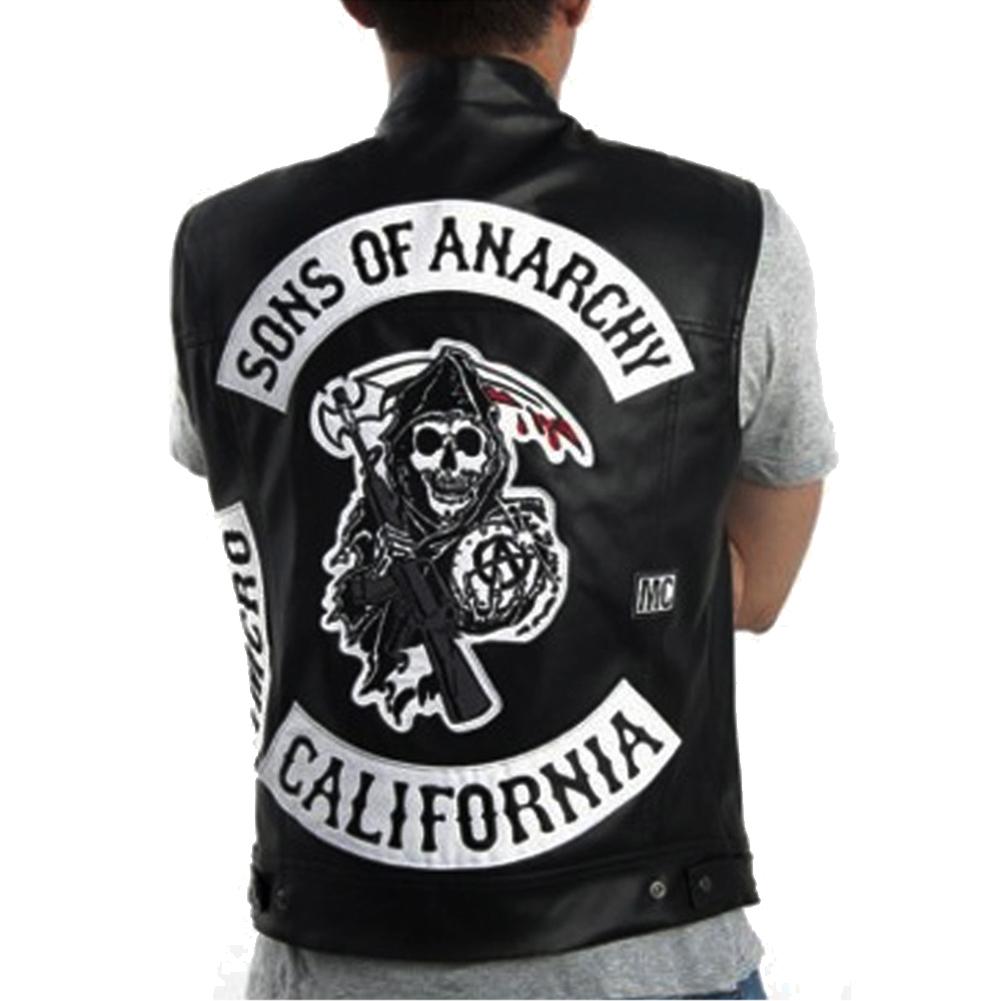 Mua Men's Vest Sons of Anarchy Embroidery Leather Rock Punk Vest