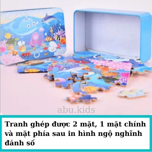 Đồ chơi GHÉP HÌNH 60 MẢNH HỘP SẮT thông minh cho bé - Đồ chơi xếp hình cho bé trai bé gái trí tuệ