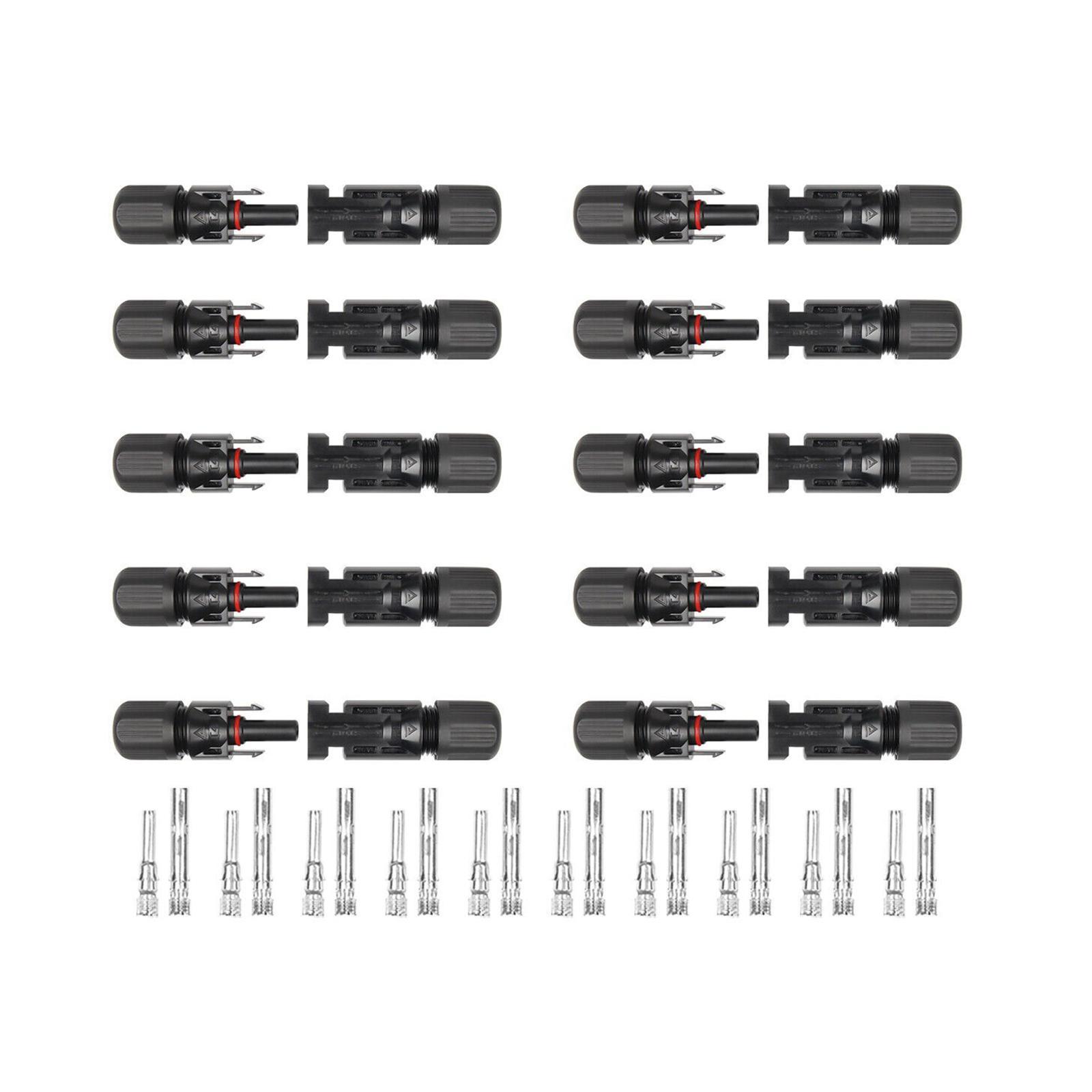 Solar Panel Cable Connectors 10 Pairs Male/Female Solar Panel Connectors