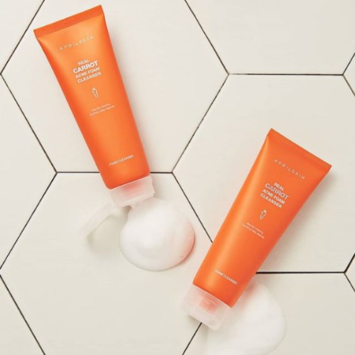 Sữa rửa mặt làm sạch sâu, dịu nhẹ Aprilskin Carrot Acne Foam Cleanser 120ml + Tặng Kèm 1 Băng Đô Tai Mèo (Màu Ngẫu Nhiên)