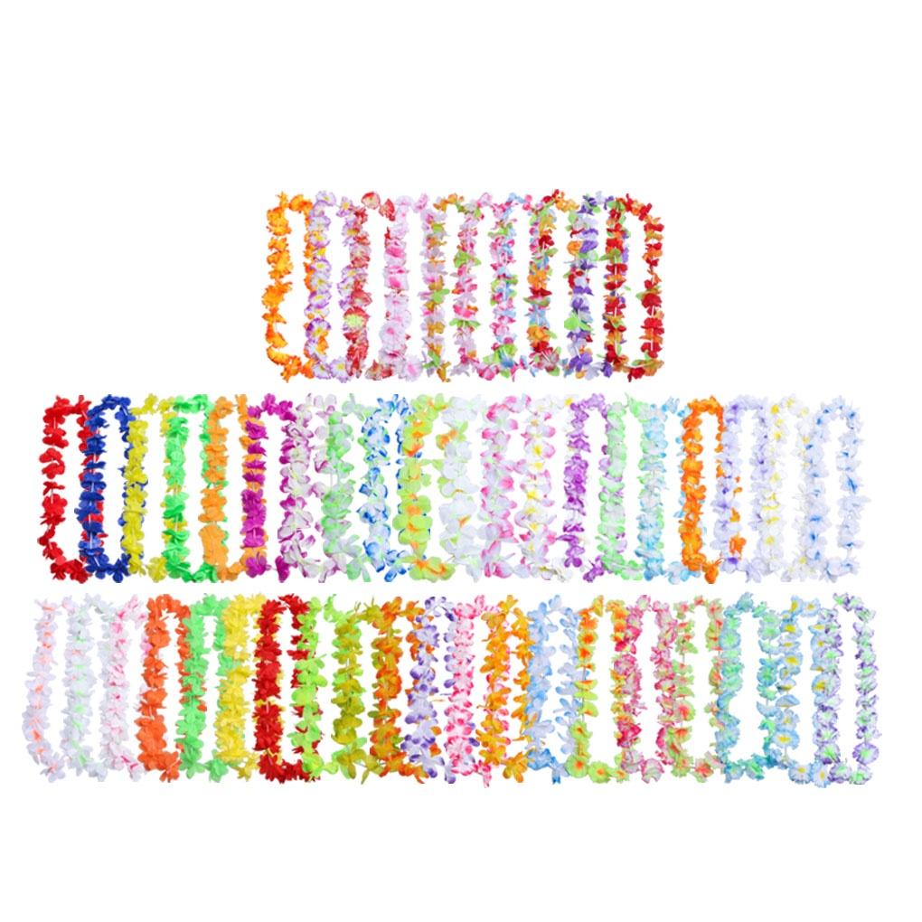 50pcs Hawaiian leis Garland Artificial Necklace Hawaii Flowers Wreath Party Supplies Beach Decor ELEN