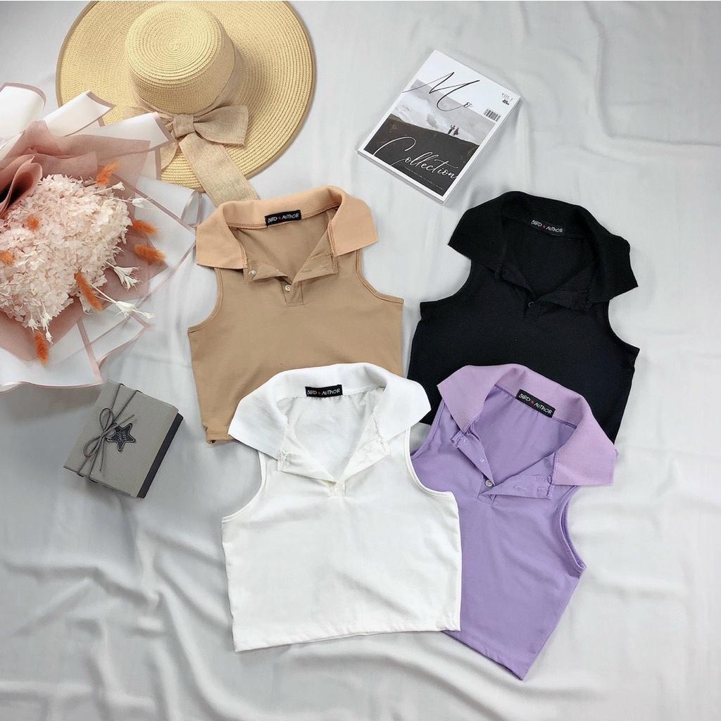 ÁO CROPTOP CỔ SƠ MI SÁT NÁCH CÓ HÀNG NÚT GIỮA TRẺ TRUNG CÁ TÍNH CHO CÁC NÀNG