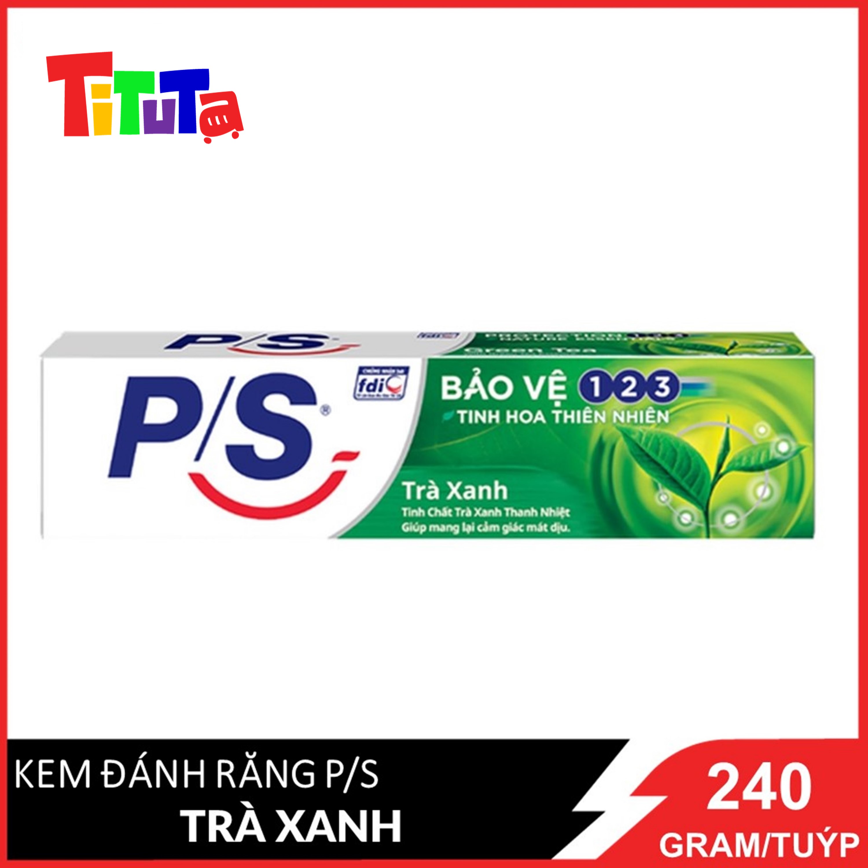 Kem Đánh Răng P/S Bảo Vệ Răng 1 2 3 Hương Trà Xanh Hộp 240g