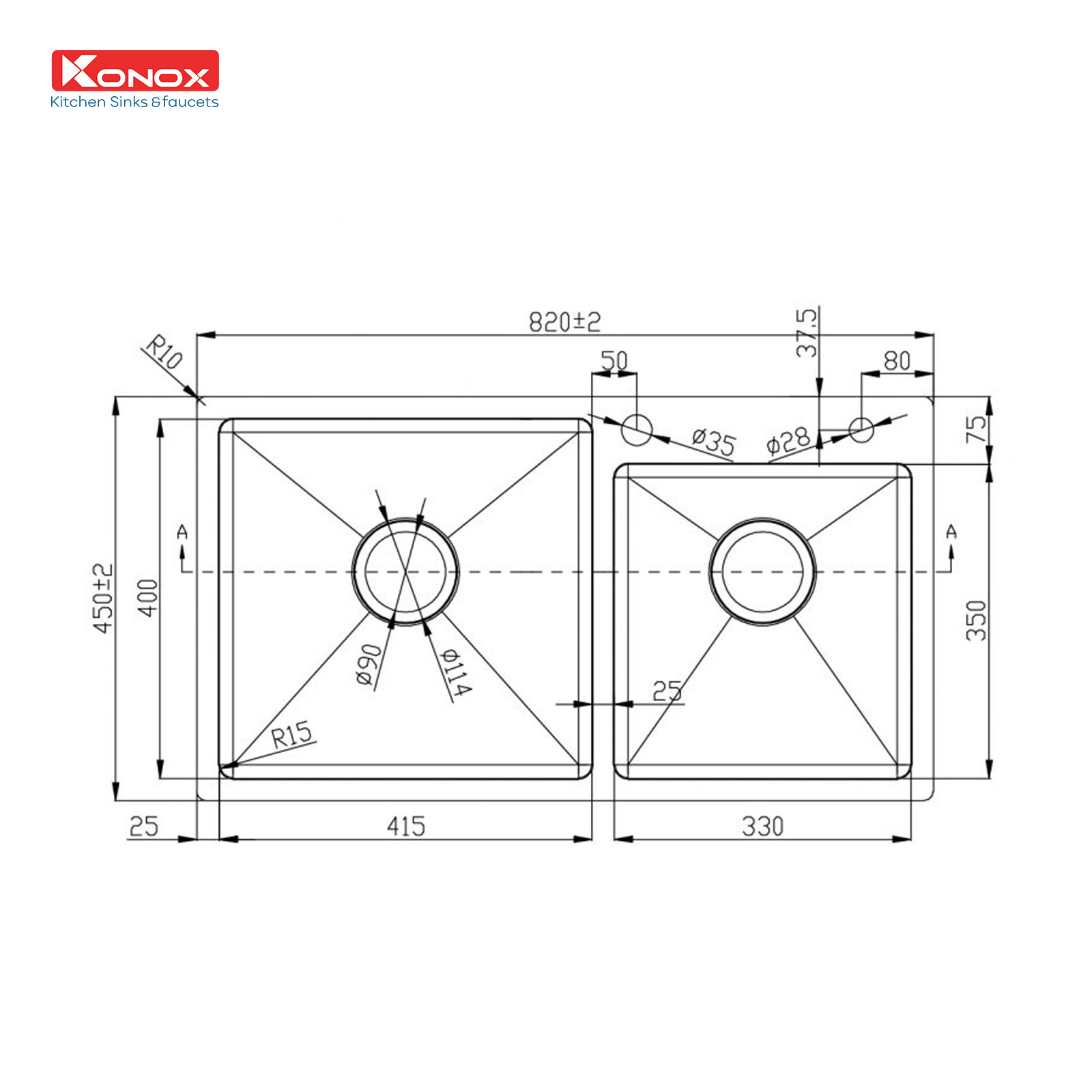 [Combo Siêu ưu đãi] Mua chậu rửa bát Overmount KN8245DO TẶNG vòi rửa bát nóng lạnh RIO