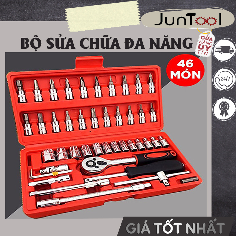 Bộ Dụng Cụ Mở Bulong Ốc Vít Đa Năng 46 Chi Tiết, Không Han Gỉ Bộ Dụng Cụ Sửa Chữa Ôtô Xe Máy 46 Món Đa Năng