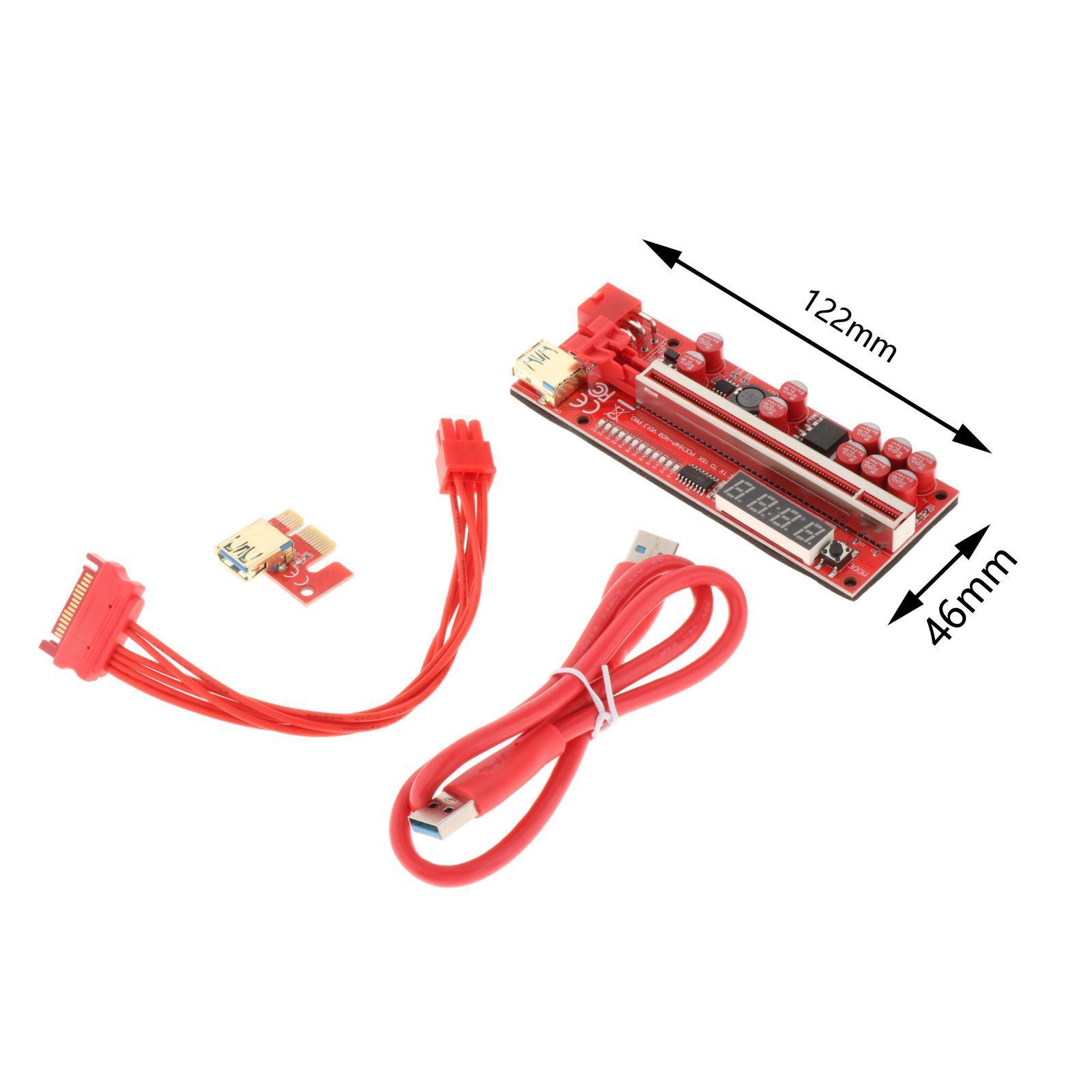 PCIe Riser 1x-16x USB 3.0 Cable Coin  PCIe Express 6Pin for Win7