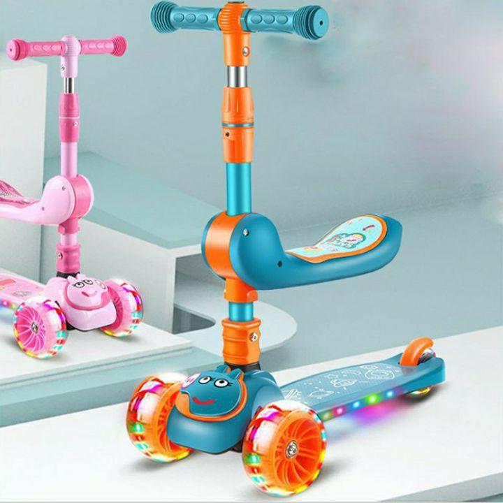 Xe Scooter, Xe Trượt Gấu Cho Bé Bánh Có Đèn ,Có Nhạc, có ghế