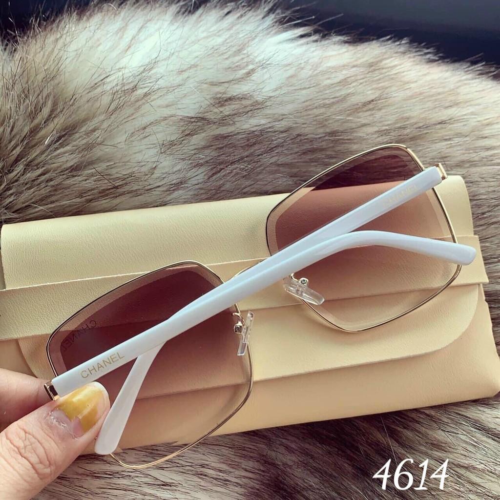 Kính râm nữ thời trang C4614 mặt nâu vuông sành điệu chống UV 400