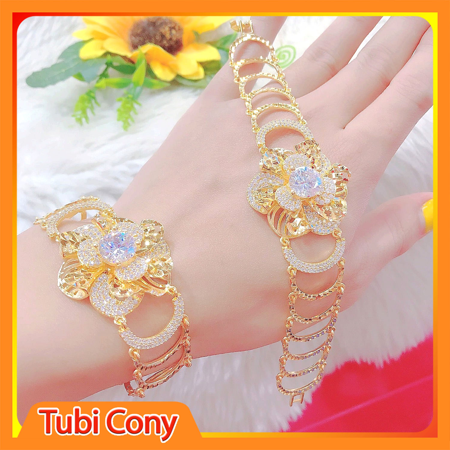 Lắc tay Hoa Mai Nữ - lắc tay mạ vàng 18k - Bền Màu
