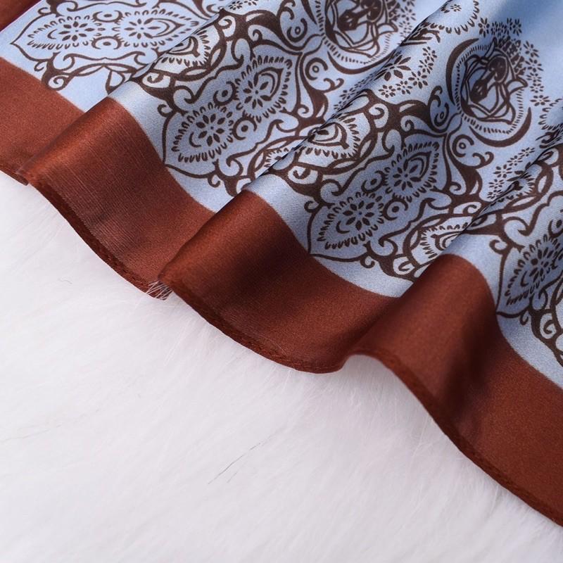 Khăn turban lụa vuông cao cấp choàng cổ size 70x70cm thanh lịch đa năng dùng làm áo yếm in hoa văn