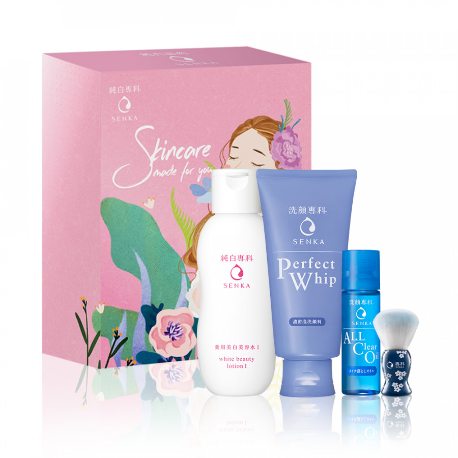 Combo Chăm Sóc Da Chuẩn Nhật Senka ( Senka Perfect Whip 120g +  Senka White Beauty Lotion I - 200ml+ Senka All Clear Oil 35ml) Tặng Cọ tạo bọt Senka