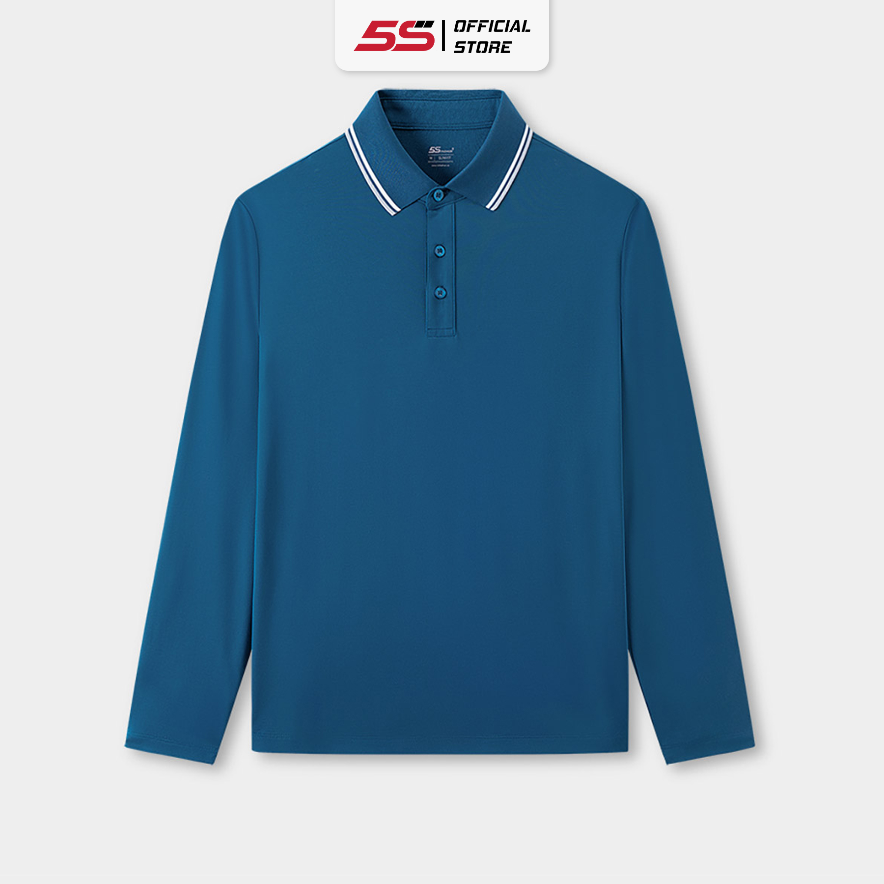 Áo Polo Nam Tay Dài 5S FASHION, Chất Viscose, Thiết Kế Trơn Basic, Bo Cổ Dệt Kẻ Nổi Bật