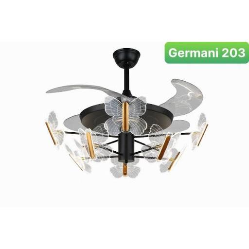 Quạt Trần Đèn Pha Lê Dấu Cánh - Quạt Đèn Trang Trí KN01