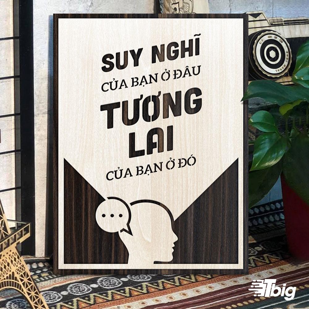 Tranh khẩu hiệu truyền động lực TBIG122, trang treo trang trí văn phòng slogan suy nghĩ của bạn ở đâu tương lai bạn ở đó