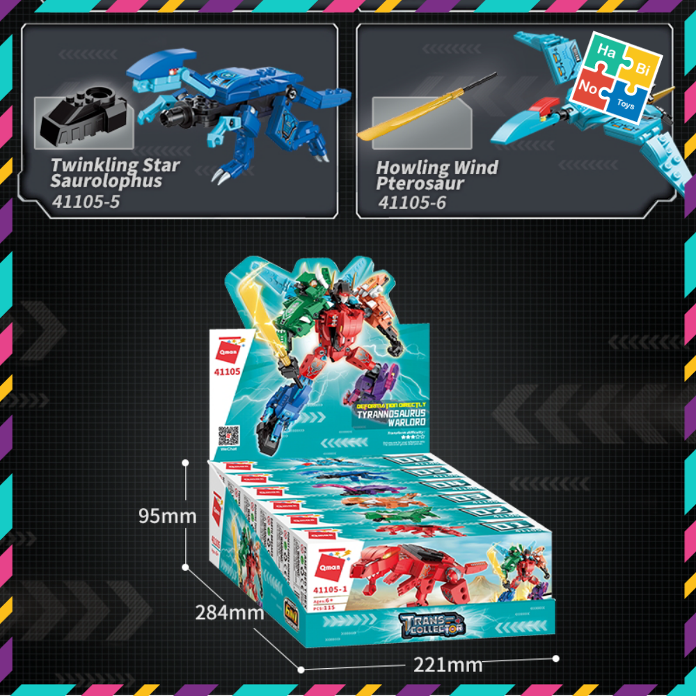 Lắp Ráp Qman 41105 Người Máy Khủng Long Robot Đồ Chơi Xếp Hình Mech Dinosaur 6 Trong 1 Gồm 521 Chi Tiết Cho Trẻ Từ 6 Tuổi