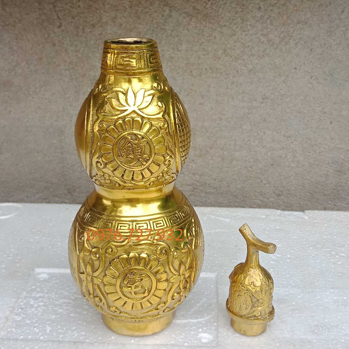 Hồ lô bát quái bằng đồng cao 18cm, hồ lô phong thủy, vật phẩm phong thủy