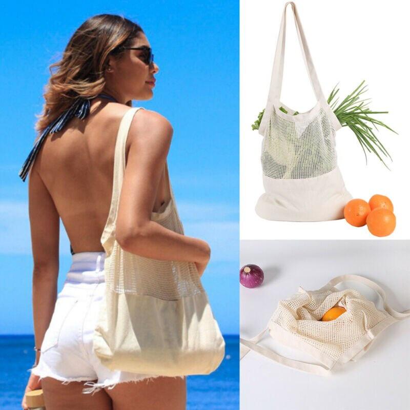 1PC 2019 New Mesh Net Turtle Bag String Shopping Bag Reusable Fruit Storage Handbag Totes Women Shopping Mesh Bag Shopper Bag