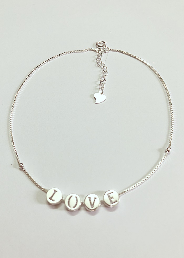 Lắc chân bạc nữ trang sức bạc Ý S925 Huệ Ngân - LOVE RYBJ50053