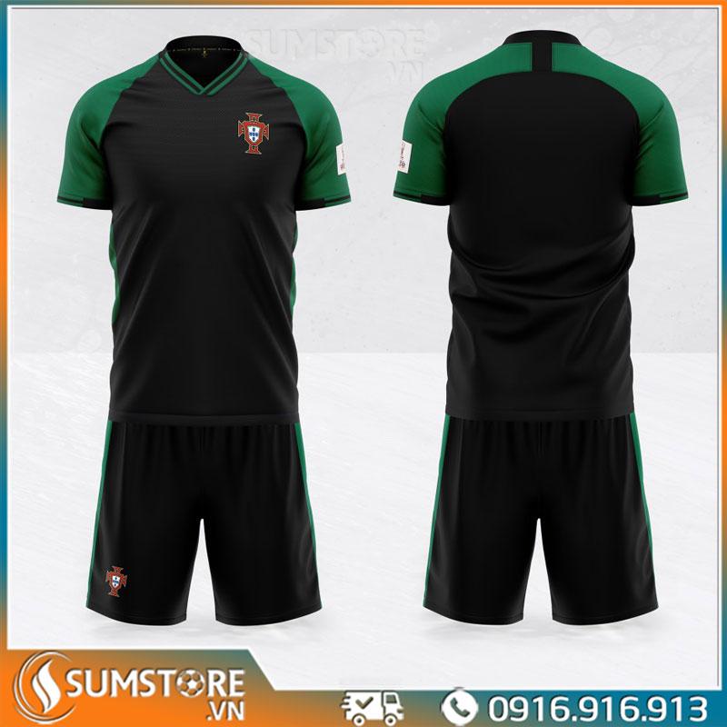Bộ quần áo đá banh - Đội Tuyển Bồ Đào Nha đen rêu WC 2022