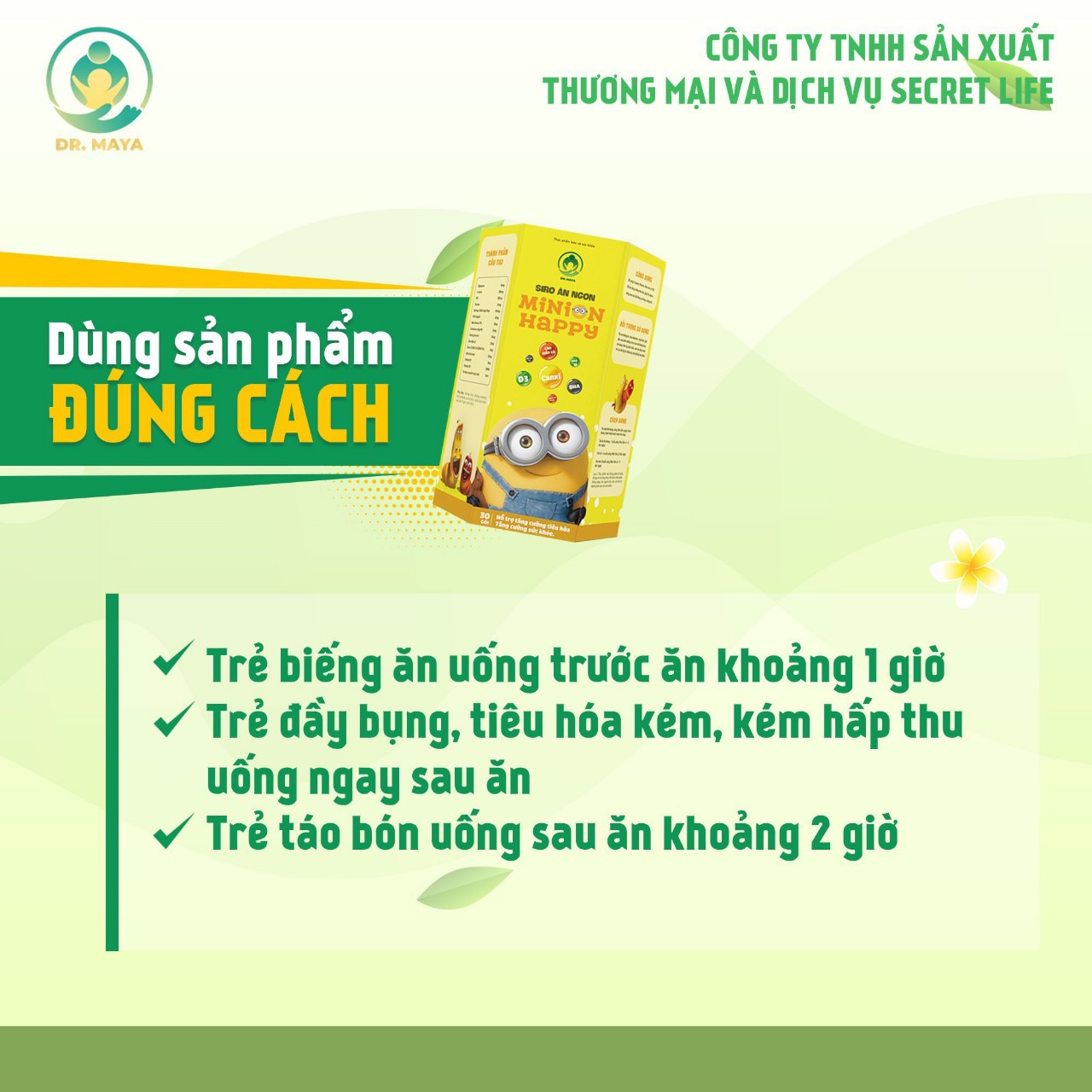 Siro ăn ngon MINION HAPPY hỗ trợ tiêu hóa tốt, giúp trẻ phát triển cân nặng chiều cao