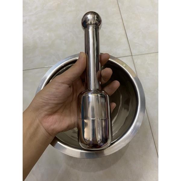 Bộ cối chày inox 304 sáng bóng không rỉ độ bền cao