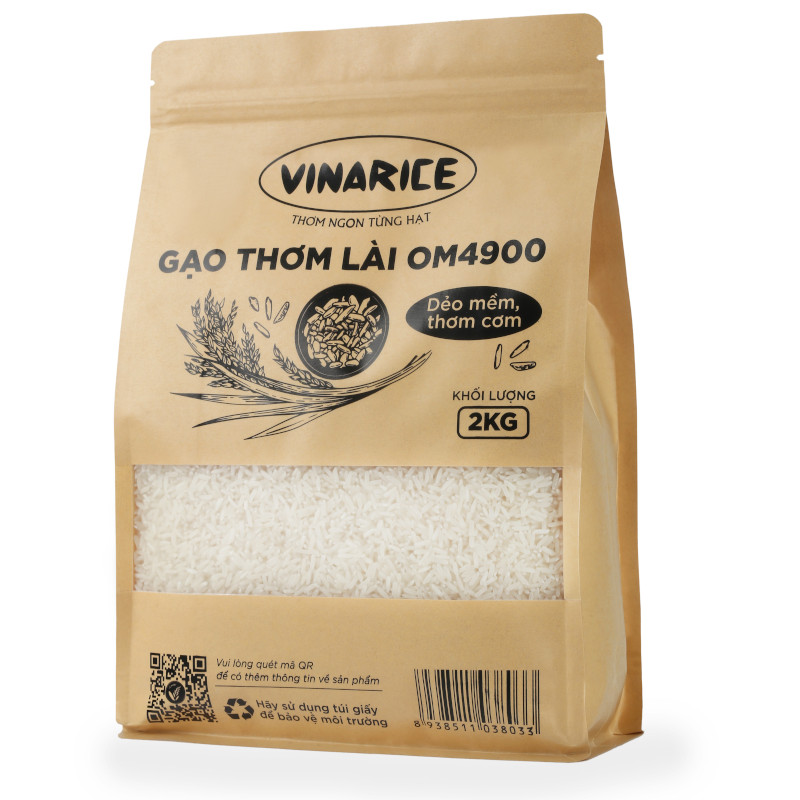 Gạo Thơm Lài OM4900 2KG - Dẻo mềm thơm ngon cơm