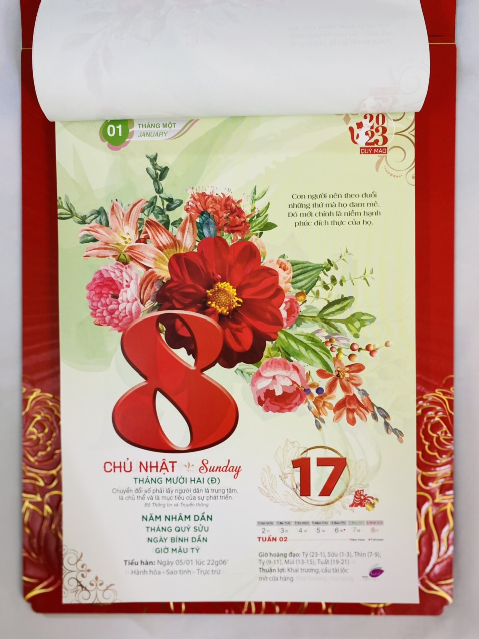 LỊCH TẾT 2023 BLOC LỊCH SIÊU ĐẠI KT 20X30cm SEN VIỆT - BỐN MÙA LỘC PHÁT