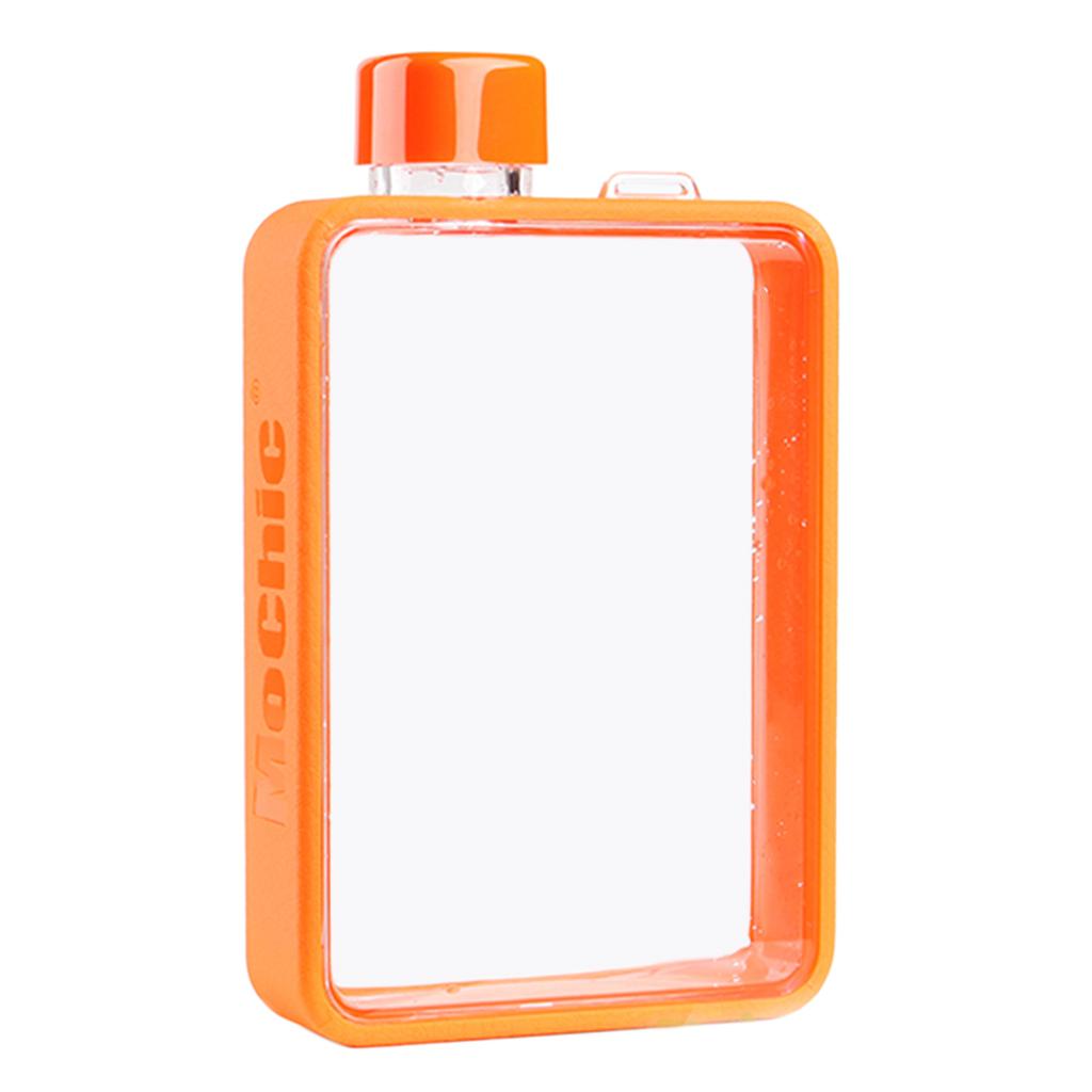 Clear Reusable Small Drinking Water Bottle Plastic - BPA Free, LeakProof, Refillable Clean Flat Memo Slim Thin Flask