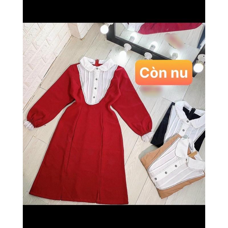 Đầm tay dài cổ viền ren dễ thương