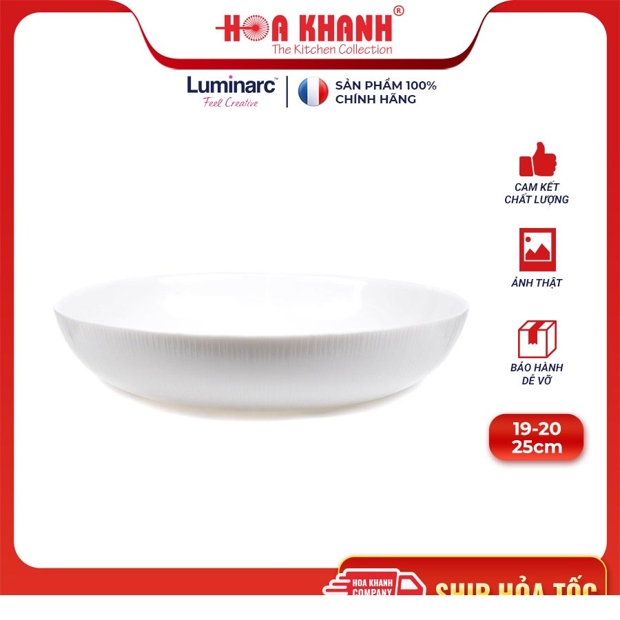 Đĩa Thủy Tinh Luminarc Diwali Lines 19cm đựng thức ăn, kháng vỡ, cường lực - Bộ 3 đĩa - Q1669