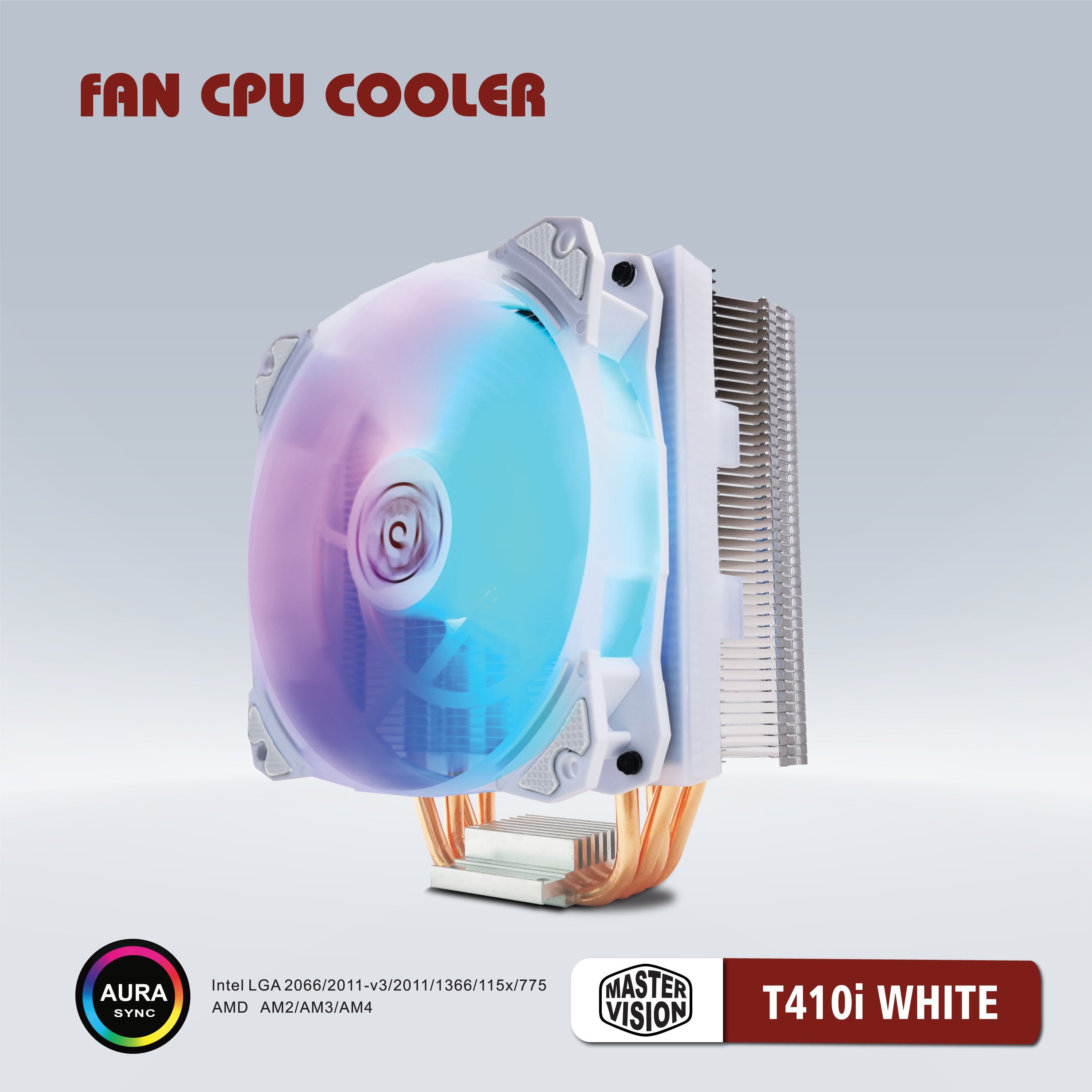 Quạt tản nhiệt VSP Fan LED ARGB T410i (Tản 4U, kích thước 12cm, màu Đen và Trắng) - Hàng Chính Hãng