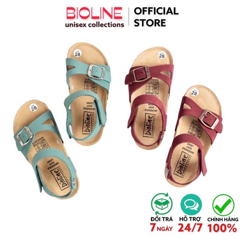 Dép da bò trẻ em Bioline dép đế trấu quai chéo dành cho bé mã KID04 - Bioline Official