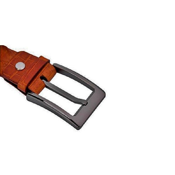 HC4841 - Dây nịt nam da cá sấu Huy Hoàng nguyên con 3,5P bát gài đầu kim màu vàng bò