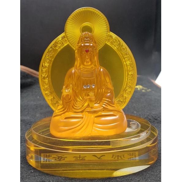 Tượng Quan Âm Lưu Ly Vàng 2 mặt - Trang Trí TapLo Ô Tô