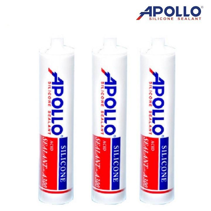 Thùng 10 Chai Keo Silicone APOLLO A300 Trắng Trong/ Trắng Sữa/ Đen/ Xám 300ml chất trám trét, kết dính gốc silicone.