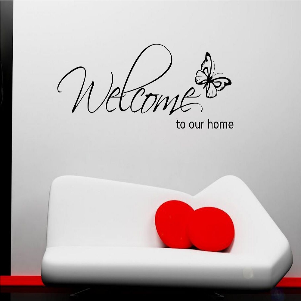 Decal dán tường dán cửa kính chữ WELCOME TO OUR HOME sang trọng