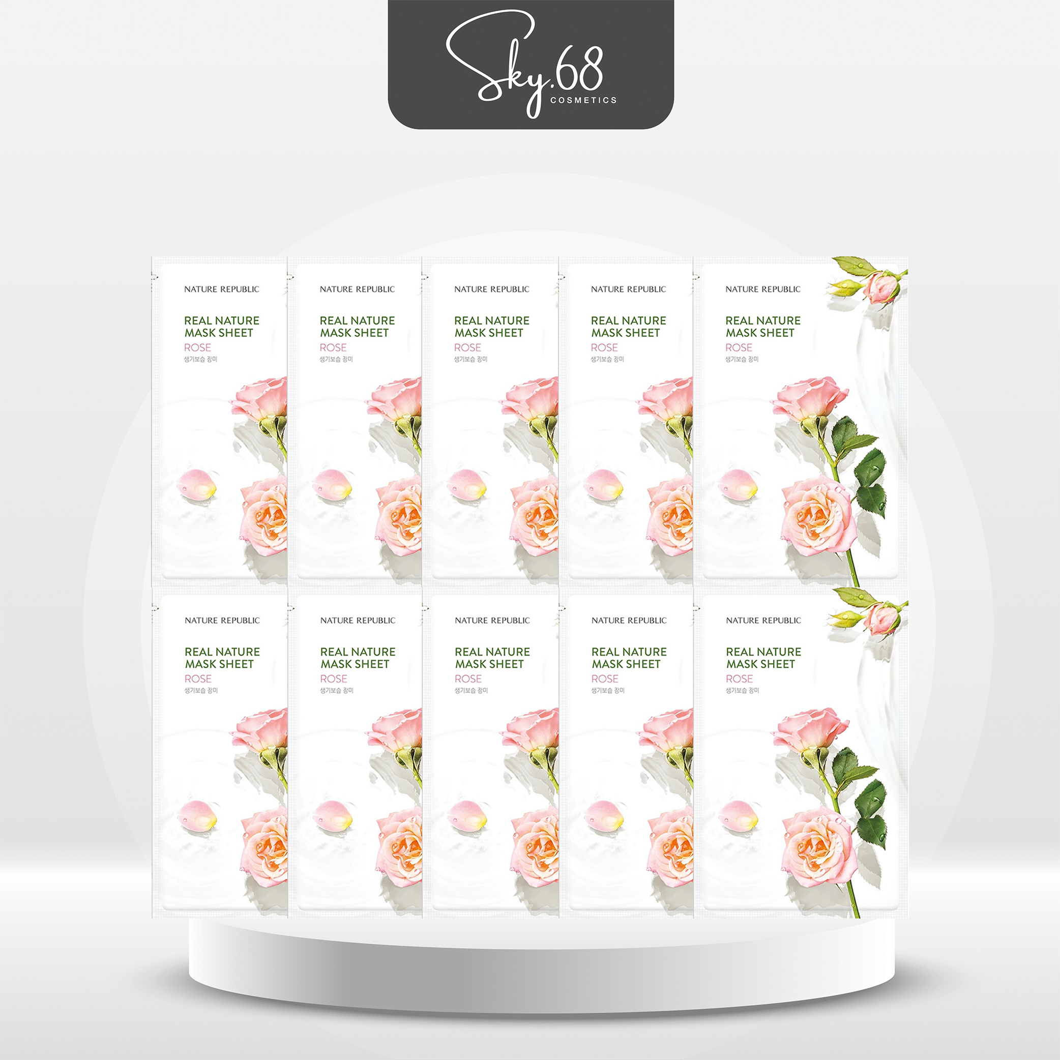 Combo 10 Mặt Nạ Giấy Cấp Ẩm, Dưỡng Trắng Da Nature Republic Real Nature Mask Sheet 23ml x 10 - Rose