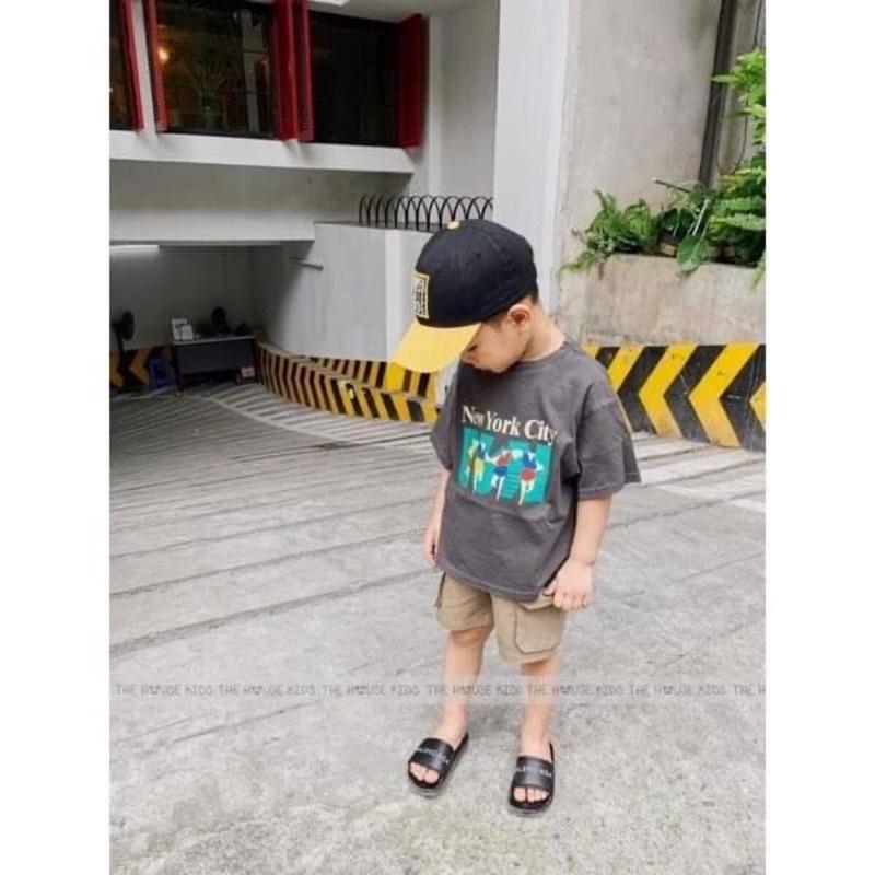 Quần Đùi Bé Trai Quần Short Trẻ Em Cao Cấp THE HOUSE KIDS Cao Cấp Nâu Khuy Đen