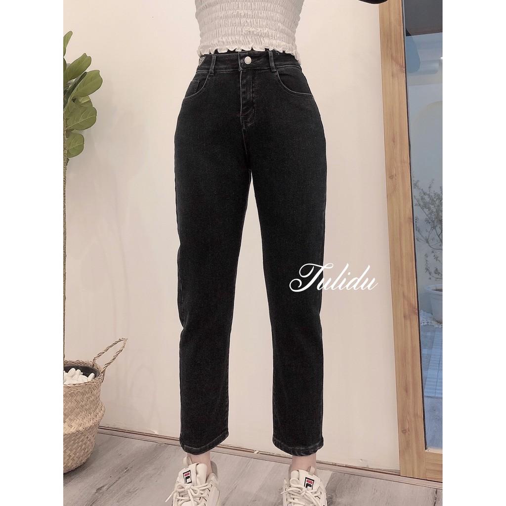 Quần Jean Nữ Dáng Baggy Cạp Lưng Cao Trơn Hàng Cao Cấp Quần Bò Nữ Co Giãn 94.19