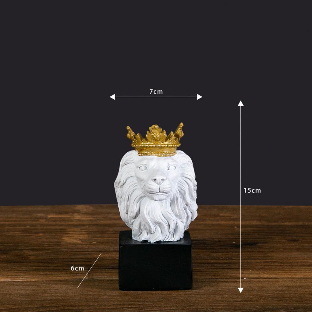 Lion Head Statue Ornament Home Sculpture Figurine Decor