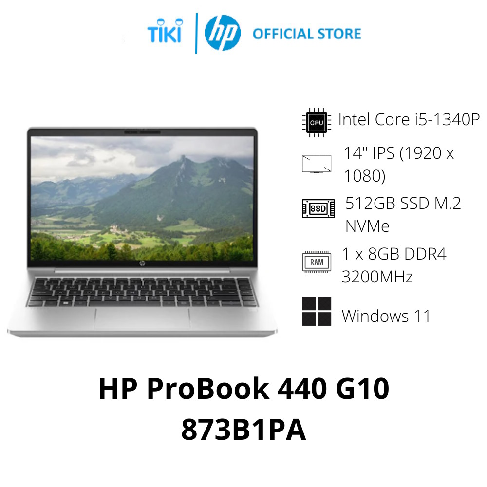 Laptop HP Probook 440 G10 873B1PA (i5-1340P, 8GB RAM, 512GB SSD, 14&quot;FHD Touch, Win 11 Home, Silver) - Hàng Chính Hãng