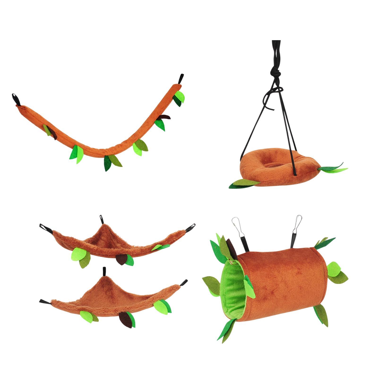 Plush Hamster Hammock Leaf Hanging Tunnel Cage for Ferret Squirrel Parrot